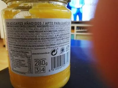 Lista de ingredientes del producto Mermelada extra de mango Diet Helios 