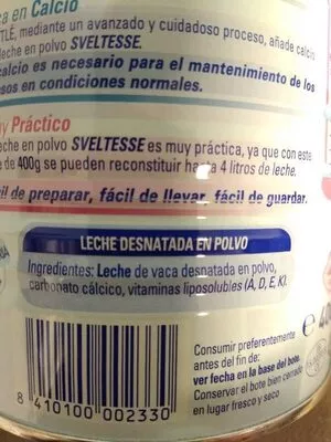 Lista de ingredientes del producto Leche desnatada polvo rica calcio Nestlé 