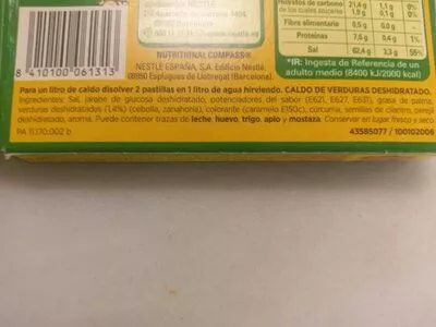 Lista de ingredientes del producto Caldo de verduras maggi 