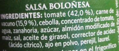 Lista de ingredientes del producto Salsa boloñesa Buitoni 