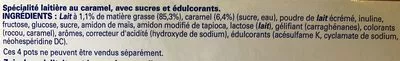 Lista de ingredientes del producto Ferme et fondant caramel Nestlé, Sveltesse 500 g (4 x 125 g)