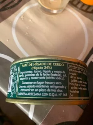 Lista de ingredientes del producto Paté Munar 95g