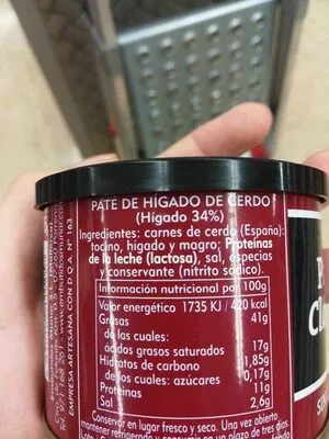 Lista de ingredientes del producto   