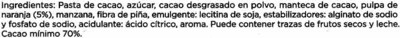 Lista de ingredientes del producto Chocolate negro 70% cacao con naranja Valor 150 g