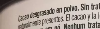 Lista de ingredientes del producto Cacao puro natural 100% VALOR 250 g