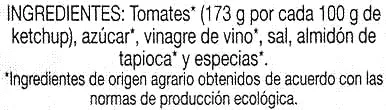 Lista de ingredientes del producto Ketchup de agricultura ecológica Prima 350 g (neto)