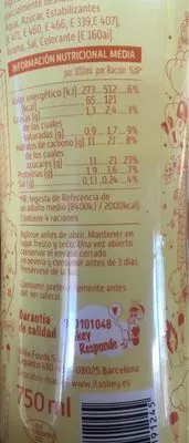 Lista de ingredientes del producto Batido vainilla Okey 