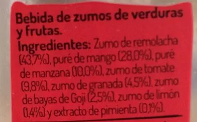 Lista de ingredientes del producto  The Goods 