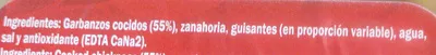 Lista de ingredientes del producto Garbanzos con guisantes y zanahoria La Asturiana 570 g