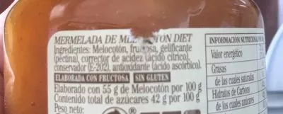 Lista de ingredientes del producto Mermelada De Melocotón Diet La Vieja Fã¡brica La Vieja Fábrica 