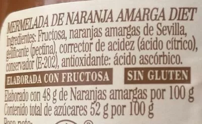 Lista de ingredientes del producto Mermelada Diet Naranja Amarga La Vieja Fábrica 290 g