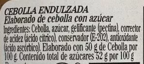 Lista de ingredientes del producto Cebolla endulzada La Vieja Fábrica 290 g