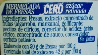 Lista de ingredientes del producto Mermelada de fresa cero azúcar La Vieja Fábrica 280 g