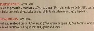 Lista de ingredientes del producto Arros Nomen Negre Nomen 