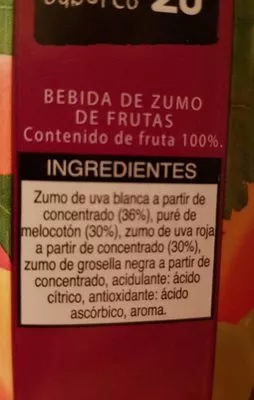 Lista de ingredientes del producto MELOCOTON-UVA ROJA  PECHE-RAISIN ROUGE  