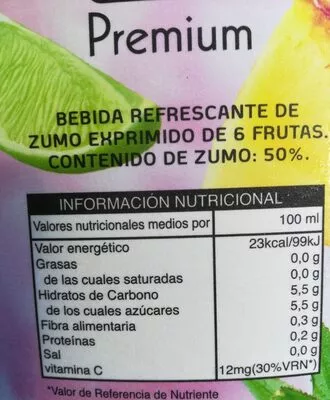 Lista de ingredientes del producto Tropical premium  