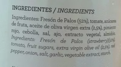 Lista de ingredientes del producto Gaspacho de Fresón collados 