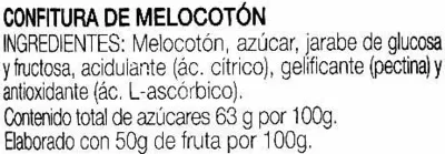 Lista de ingredientes del producto Confitura de melocotón "Hero Original" Hero 345 g