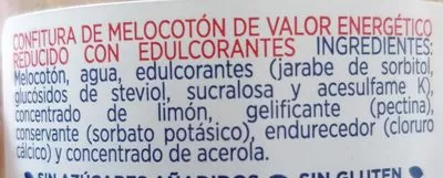 Lista de ingredientes del producto Mermelada Diet Melocoton Hero 280 g