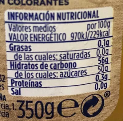 Lista de ingredientes del producto Mermelada Extra de Melocotón de Temporada Hero 350 g