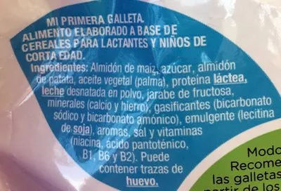 Lista de ingredientes del producto Mi Primera Galleta Sin Gluten Hero 