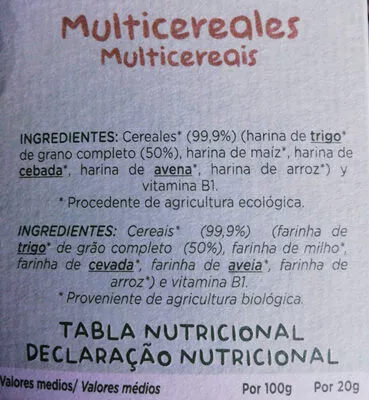 Lista de ingredientes del producto Solo multicereales 0% Hero Baby 300g