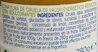 Lista de ingredientes del producto Confitura diet ciruelas Hero 280 g