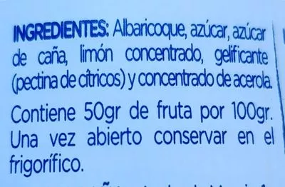 Lista de ingredientes del producto Todo natural confitura de albaricoques Hero 345g