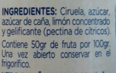 Lista de ingredientes del producto Ciruelas Hero 