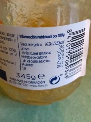 Lista de ingredientes del producto Confitura Hero 