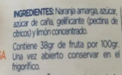 Lista de ingredientes del producto Confitura de naranja amarga Hero 345 g