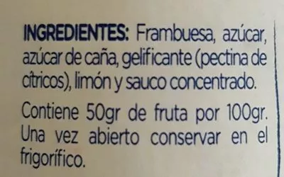 Lista de ingredientes del producto Frambuesas Hero 