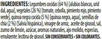 Lista de ingredientes del producto Benefit legumbres chía verduras Brillante 250 g