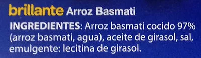 Lista de ingredientes del producto Arroz basmati Brillante 250 g (2 x 125 g)