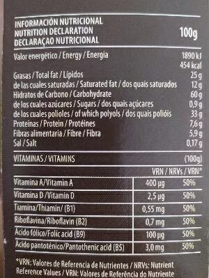 Lista de ingredientes del producto  Virginias 