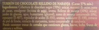 Lista de ingredientes del producto Turrón de chocolate con naranja Virginias 150 g