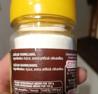 Lista de ingredientes del producto Azucar Avainillado Vahiné Vahiné 