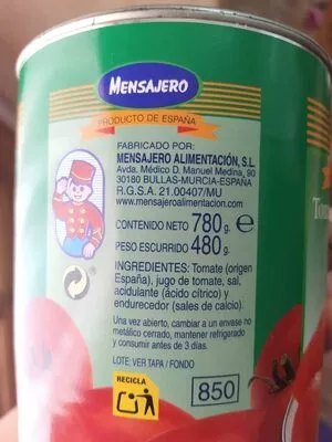 Lista de ingredientes del producto Tomate entero pelado  