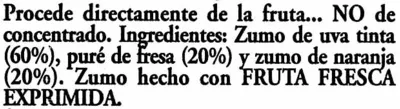 Lista de ingredientes del producto Zumo de uva, fresa y naranja exprimido Don Simón 1 l