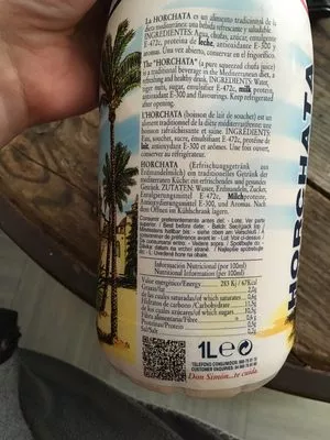 Lista de ingredientes del producto Horchata de chufa Don Simón 