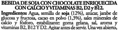 Lista de ingredientes del producto Soy Don Simón Soja Chocolate Don Simón 1 l