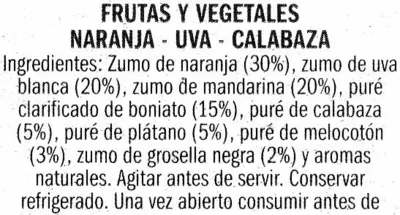 Lista de ingredientes del producto Bebida de frutas y vegetales Don Simón 1 l