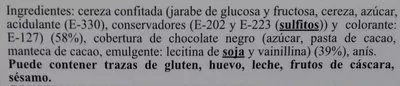 Lista de ingredientes del producto Guindas al licor La Estepeña 150 g