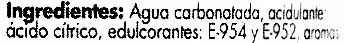 Lista de ingredientes del producto Gaseosa cero calorías La Casera 50 cl