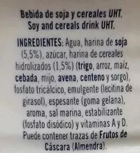 Lista de ingredientes del producto Bebida de soja Santal 1 l