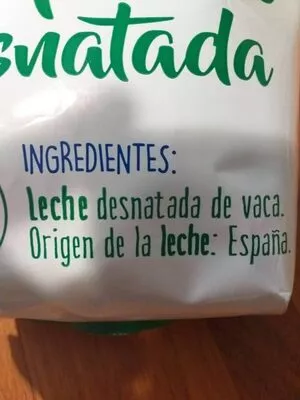 Lista de ingredientes del producto Leche en polvo desnatada Asturiana 