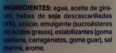 Lista de ingredientes del producto Nata de soja para cocinar vegetal Alpro, Central Lechera Asturiana 250 ml, 251 g