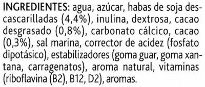 Lista de ingredientes del producto Bebida de soja chocolate ligera Alpro 1 l