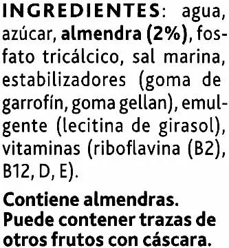 Lista de ingredientes del producto Leche de almendras Alpro 1 l