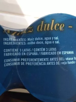 Lista de ingredientes del producto Maiz dulce Cidacos 